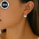 Pearl Earrings for Women, 316 Stainless Steel, Hypoallergenic, Gold or Silver