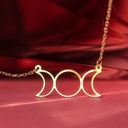 Triple Moon Necklace, 18K Gold Plated Stainless Steel Moon Pendant