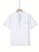 Coolangatta Men's High Collar V-Cut Short Sleeve Shirt, view 9