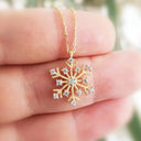 Snowflake Necklace for Women, Cubic Zirconia Pendant, Silver, Gold or Rose Gold