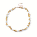 Baroque Pearl Necklace for Women, Faux Pearl Strand with Gold Clasp