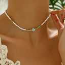 Seed Bead Choker Necklace, Hand Woven Boho Choker, Black, Blue or Green