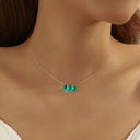 Teardrop Floating Necklace for Women, Invisible Illusion Chain, Clear or Green