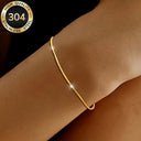 Bead Bangle Bracelet for Women, 304 Stainless Steel, Gold or Silver