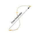 Pearl and Cross Bracelet for Women, Gold Stainless Steel Bracelet