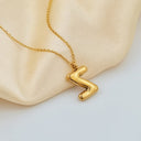 Initial Necklace A to Z, Bubble Letter Necklace, 18K Gold Plated Stainless Steel