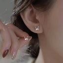 Butterfly Stud Earrings for Women, Small Cubic Zirconia Studs, Silver