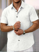 Coolum Men's Short Sleeve Linen Blend Shirt, view 29