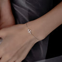 Airplane Charm Bracelet, Adjustable Silver Bracelet with Cubic Zirconia