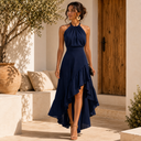 Eloise the elegant asymmetric ruffle midi dress