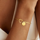 Initial Bangle A to Z for Women, Knotted Open Bangle, 18K Gold Plated