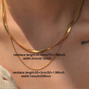 Snake Chain Necklace Set of 2, Stainless Steel Layered Necklaces, Gold or Silver