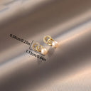 Pearl Stud Earrings for Women, Faux Pearl Double Ring Studs, Gold