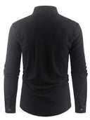 Broome Men's Mandarin Collar Cotton Linen Long Sleeve Shirt, view 22