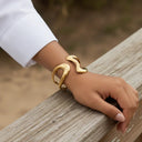 Wynne Sculpted Gold Bangle, view 3