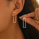 Front Back Earrings for Women, Rectangle Bar Earrings, Gold, Silver or Black