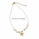 Starfish Seed Bead Necklace, White Boho Beach Necklace for Women