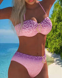 Adelina halter neck bikini set in gradient leopard print, view 18