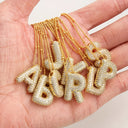Sparkling Bubble Initial Necklace, Cubic Zirconia Letter Pendant, 18K Gold Plated