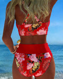 Elsbeth floral contrast print bikini set, view 13