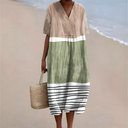 Yareli Coastal Block-Stripe Summer Dress