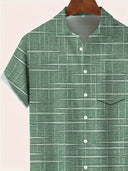 Esperance Men's Stripe and Check Pattern Shirt, view 6