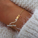 Initial Bracelet with Heart Charm, Red, Pink or White Heart, 18K Gold Plated Stainless Steel