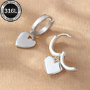 Heart Earrings for Women, 316 Stainless Steel, Hypoallergenic, Gold or Silver