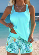 Janet ocean print two-piece tankini set