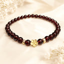 Red Bead Flower Bracelet for Women, Wine Red Glass Bead Bracelet