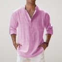 Tamarama Men's Linen Look Cotton Henley Shirt, view 4