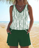 Ilona printed V-neck tankini set with pockets, view 10