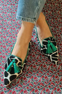 Susie pointed toe tassel loafers in animal print, view 5