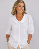 Demi floral blouse with round collar and relaxed fit, view 5