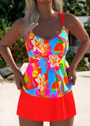 Alexis coral floral tankini swim dress, view 3