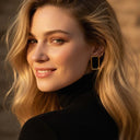 Esther Black Enamel Gold Earrings, view 3