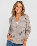 Lark zip-up knit cardigan for women with textured knit, view 4