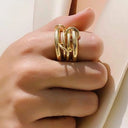 Georgie Two-Tone Gold Stacked Ring, view 2