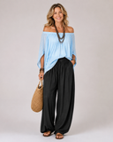 Lexi off-shoulder two-piece set with split sleeves and palazzo pants, view 6