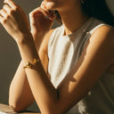 Leni Minimalist Gold Cuff Bangle, view 4