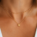 Bubble Letter Name Necklace, Double Layer Gold Necklace, Custom Name or Initial