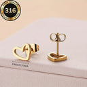Gold Heart Stud Earrings, 316 Stainless Steel, Hypoallergenic, Tarnish Resistant