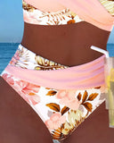Elsbeth floral contrast print bikini set, view 2