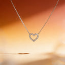 Open Heart Necklace for Women, Cubic Zirconia Heart Pendant, Gold or Silver