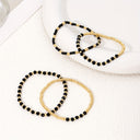 Black and Gold Bead Bracelet Set of 4, Boho Stretch Bracelets for Women