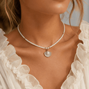 Shell Seed Bead Necklace, White Boho Beach Necklace for Women