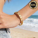 Gold Bangle Bracelet for Women, 316L Stainless Steel, Waterproof, Hypoallergenic