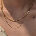 Snake Chain Necklace Set of 2, Stainless Steel Layered Necklaces, Gold or Silver