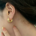 Gold Hoop Earrings for Women, Glossy Teardrop Huggie Hoops