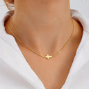 Cross Necklace for Women, Dainty 18K Gold Plated Small Cross Pendant
